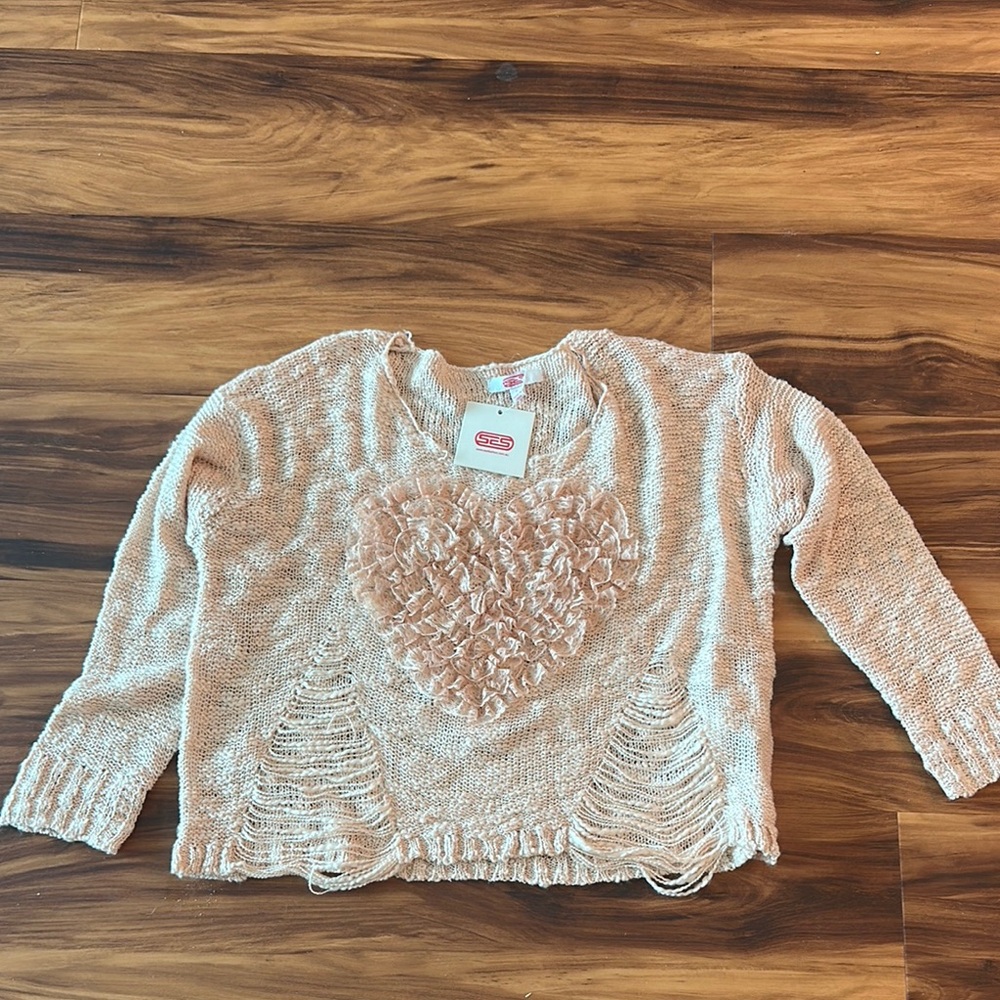 Pink Heart Knit Sweater - image 1